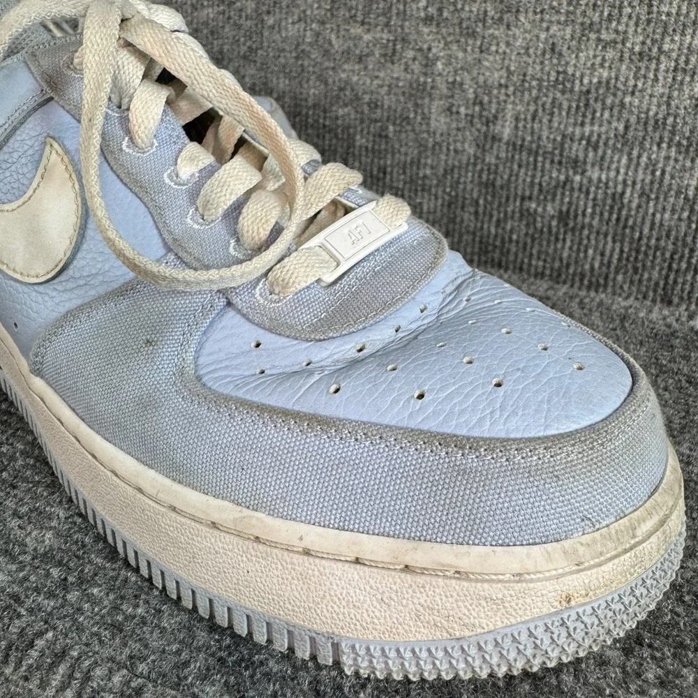 Nike Air Force 1 Low Light Blue Cream Leather Textile Sneakers AF1 Mens 7.5
